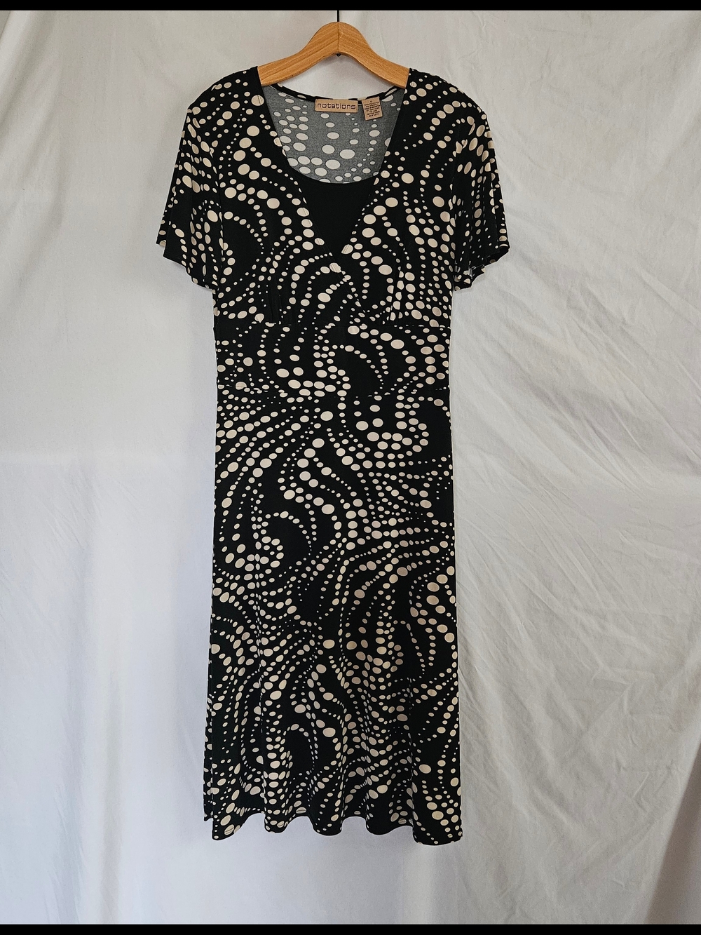 Notations Y2K Midi Polka Dot Dress Womens Small Flutter Short Sleeve
